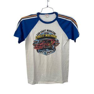 Roach Car Craft Magazine Street Machine Nationals T Shirt Medium Cream Blue Tee